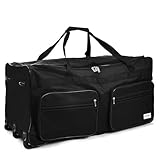 DEUBA Reisetasche | mit Trolleyfunktion | Rollen mit Kugellager | Teleskopgriff | abschließbar -【Farb-und Größenauswahl】 Sporttasche Reisetrolley Gepäcktasche, Schwarz, 85L = 70 x 36 x 34 cm (LxBxH)